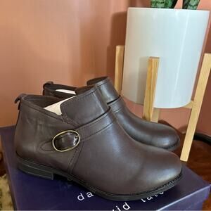 David Tate Maverick Brown Nappa Leather Booties Ankle Boots Buckle NEW Size 9WW